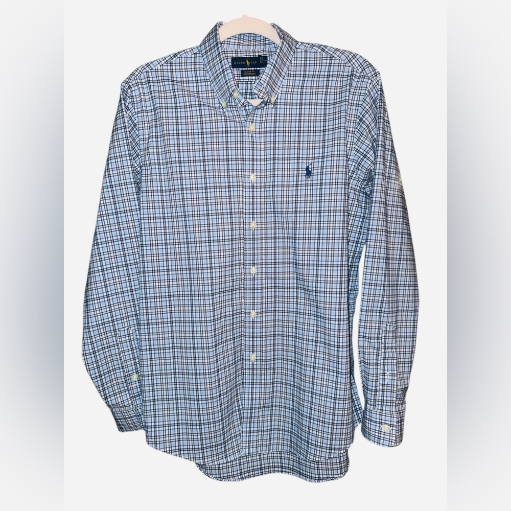 Ralph Lauren Multi-Plaid Button‎ Down Shirt in Blue and White